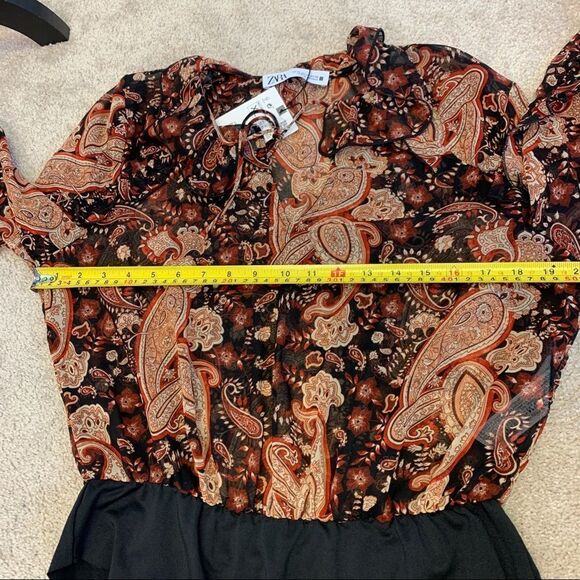 ZARA multicoloured paisley print ruffled bodysuit Sz XL NWT - Picture 6 of 9